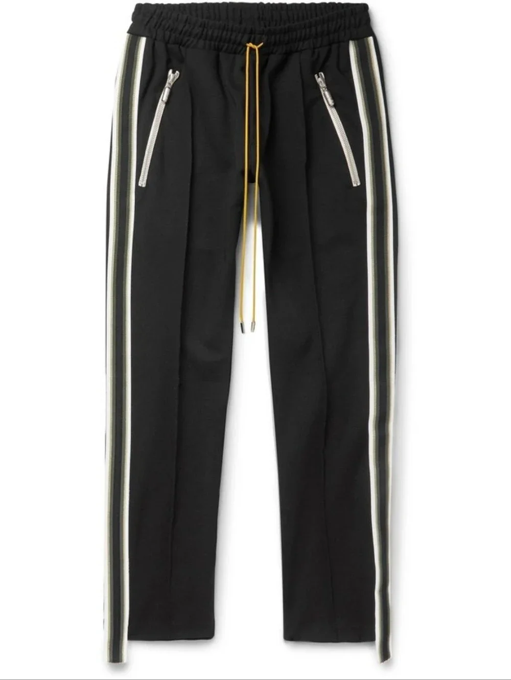 Rhude - Black Cropped Slim-Fit Tapered Webbing-Trimmed Jersey Track Pants S
